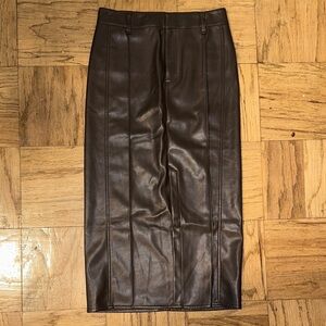 rag & bone Dark Brown Leather Pencil Skirt